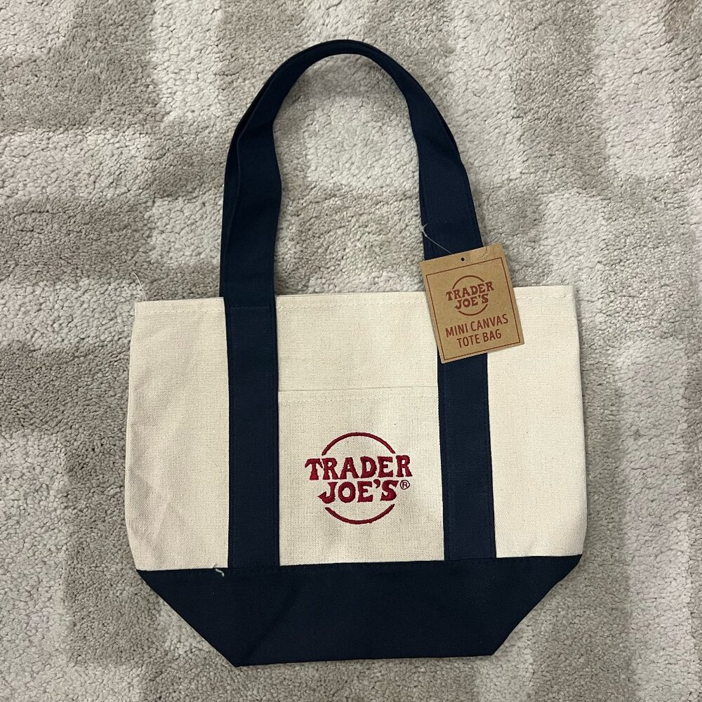 Trader Joe's Mini Tote Bag - Blue - New with Tag